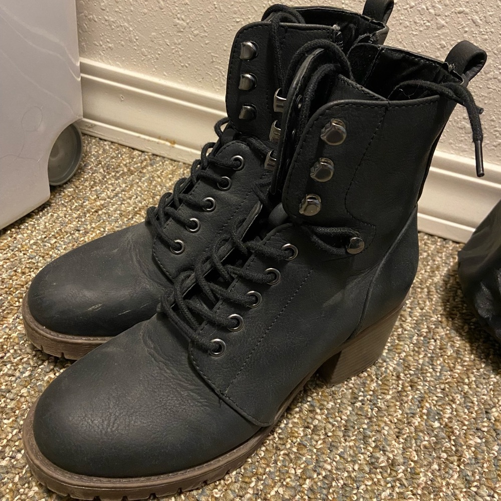 Black combat boots